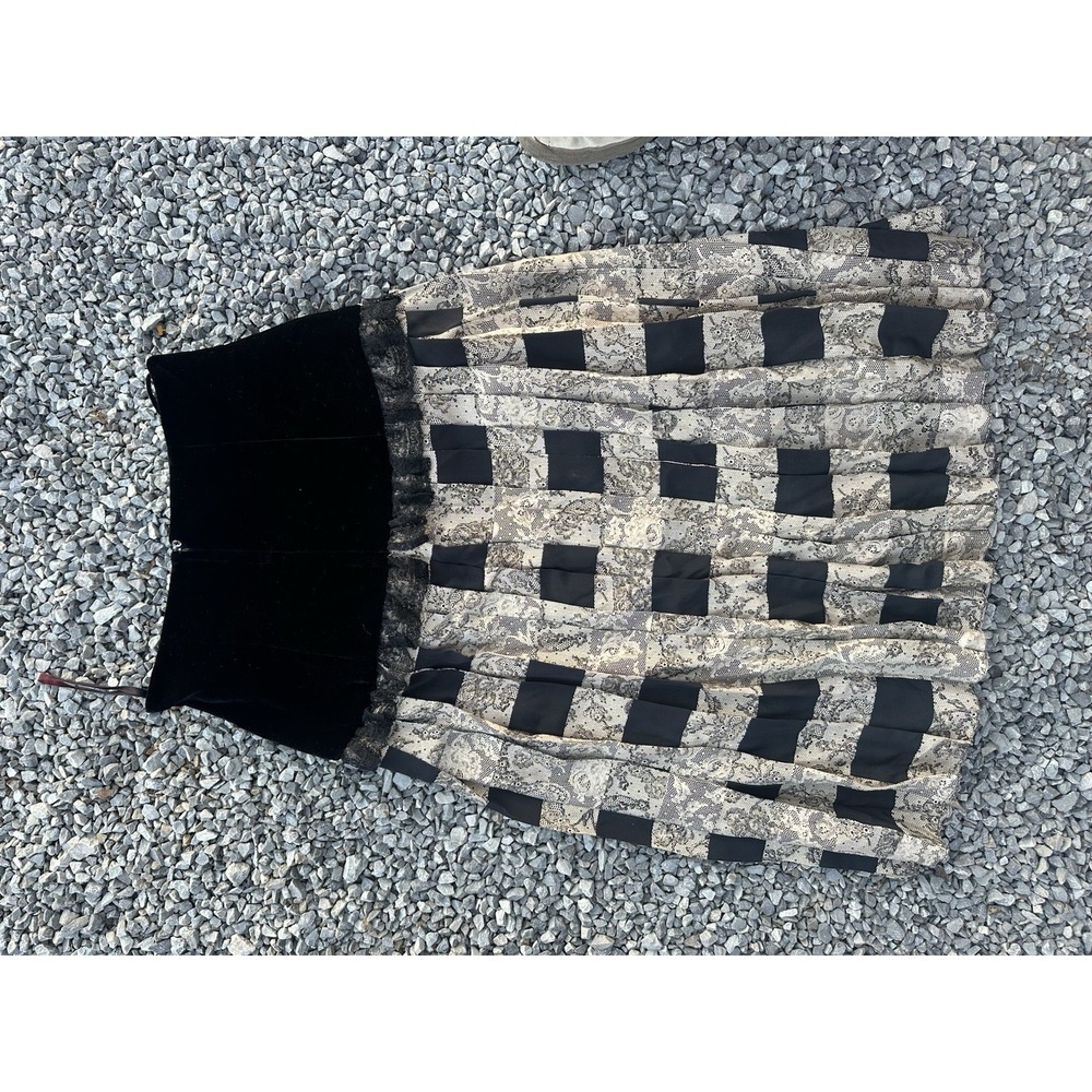 VTG Peggy Jennings Pure Silk Skirt And Top Set Checkered Western Style Lace Size - Picture 10 of 10